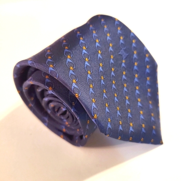 Celine Other - Celine Paris Necktie Blue Geometric Pattern Silk Neck Tie